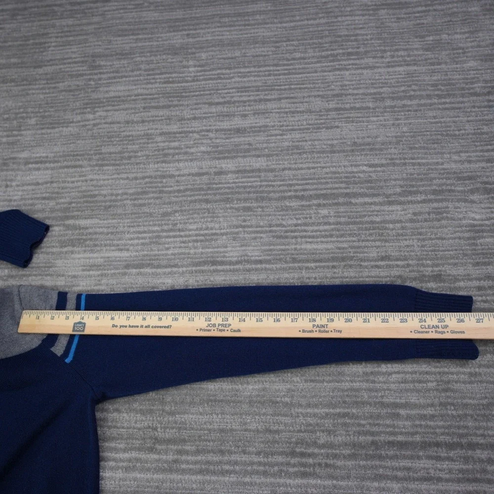 Banana Republic Sweater Mens Quarter Zip Wool Blend Blue Gray Snap Button Tall L